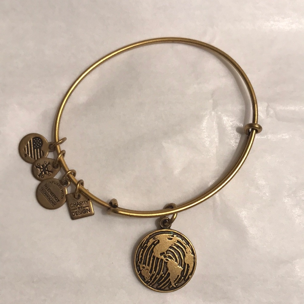 Gold Alex and Ani globe bracelet